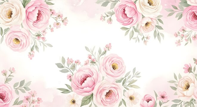 Pink Floral Watercolor Wallpaper Background Jpeg Image.