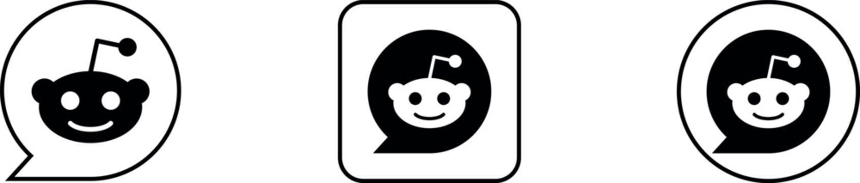 reddit logo vector icon set. reddit mobile app icons. social network logos. reddit logo vector emblem social media community icon. Reddit app logo icon variations set, editorial use only