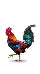 Vibrant Rooster Strutting with Colorful Plumage and Confident Stance.