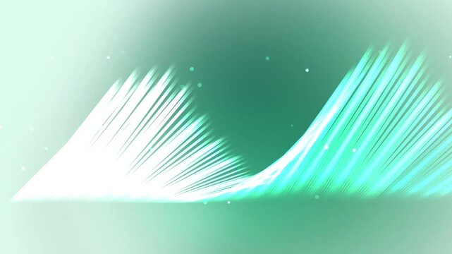 Dynamic abstract wave background featuring glowing parallel light streaks transitioning from brilliant white to vibrant teal, evoking futuristic speed and energy.