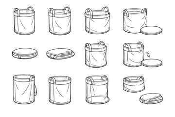 Obraz premium Folded icon smooth lightweight foldable body geometry handles hamper vector soft bag