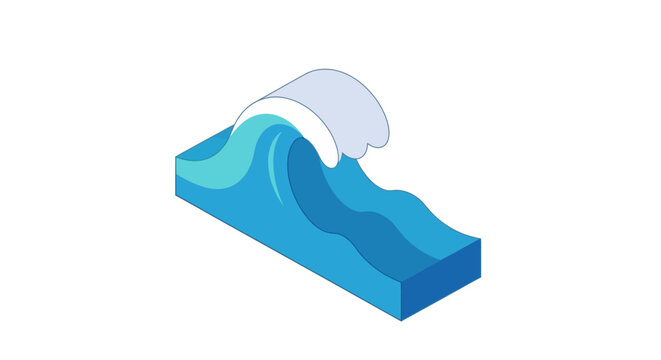 Isometric illustration of a stylized ocean wave, depicting the movement of water