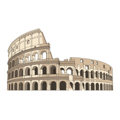 Naklejka premium Ancient Roman Colosseum Vector Illustration of Italy Famous Historical Landmark and Amphitheater Architecture for Travel Design