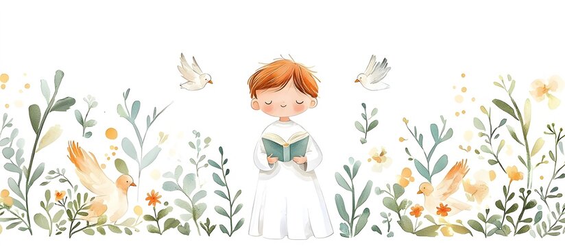 First Communion invitation, copy space