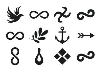 Naklejka premium Collection of vector icons including symbols and designs