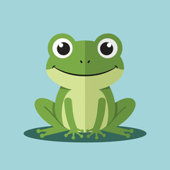 Fototapeta premium Happy Cartoon Frog Sitting on Ground