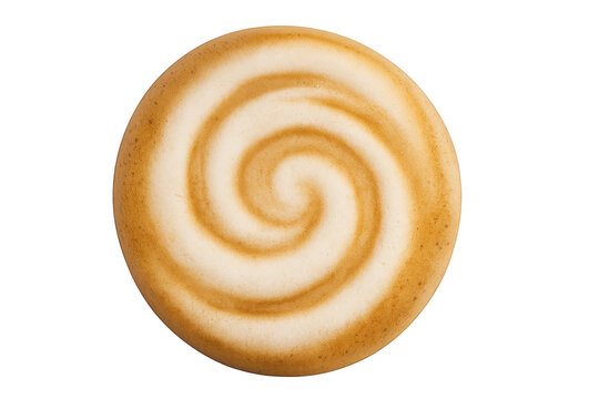 Coffee latte art foam spiral swirl top view
