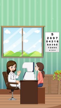 Optometrist Eye Checkup Scene Healthcare Motion Background Video