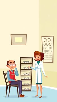 Optometrist Checking Patient&rsquo;s Eyes Healthcare Motion Video
