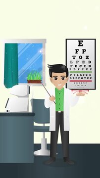 Eye Doctor Showing Glasses with Eye Chart Animation Background Video