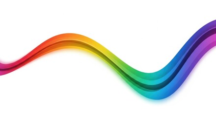 Abstract rainbow color wave line on white background