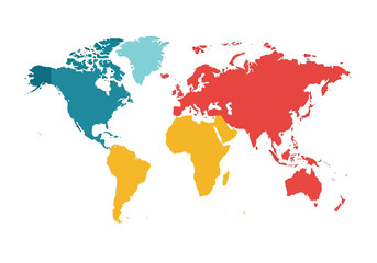 Obraz premium Colorful world map illustration on white background
