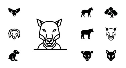 Naklejka premium Minimalist animal icons in a linear style, perfect for branding and design projects