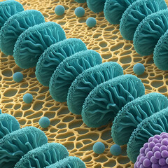 Obraz premium Biofilm structure. Structure is composed active (both resistant and tolerant) and viable but not culturable cells persisters as well polysaccharides, extracellular DNA and proteins.