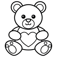 A cute cartoon teddy bear holding a heart with a sweet expression