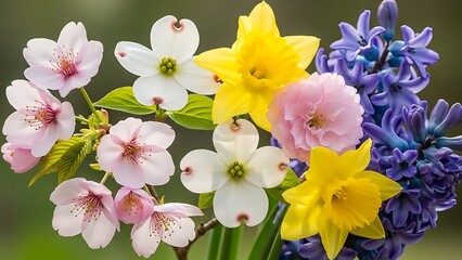 Colorful Spring Flowers Bouquet Arrangement.