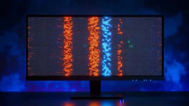 Dna helix sequencing animation showing genetic analysis and bioinformatics on a monitor
