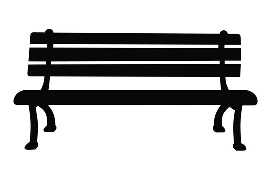 Park bench silhouette vector, wooden park bench black silhouette. vector illustration