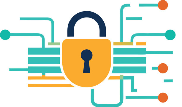 Secure data encryption vector illustration