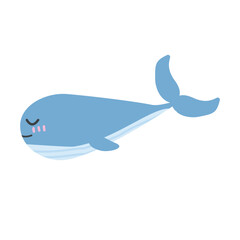 Blue Whale Icon Minimal Flat Design