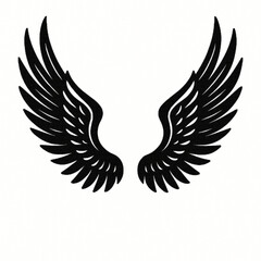 Obraz premium Stylized Black Angel Wings Isolated on White Background