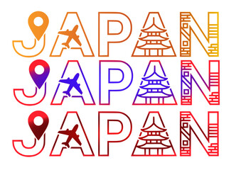 vector alphabet set, simple icon typography vector featuring the word,inspired by the national flag colors and minimal travel icons