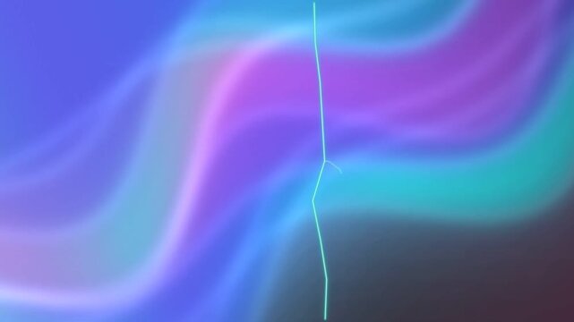 Vibrant neon cyan electric energy line dissecting a smooth holographic pastel purple and blue flowing gradient abstract background.