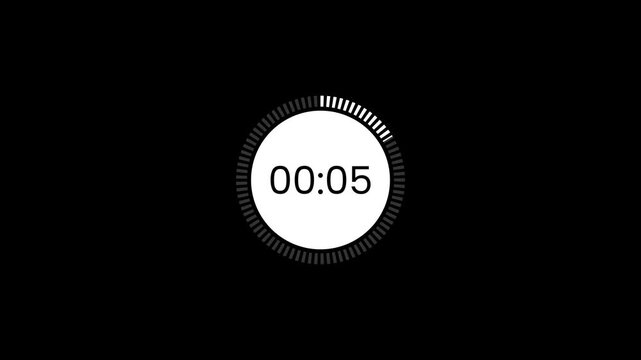 Thirty second count up animation, circle countdown timer video from 0 to 30 second on transparent background,30 sec timer counts hours minutes seconds in 30 seconds in 4k with alpha channel