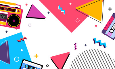 Obraz premium Abstract geometric background. Colorful memphis design. Vector illustration