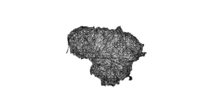 Sketch Lithuania outline map animation - smooth progressive reveal