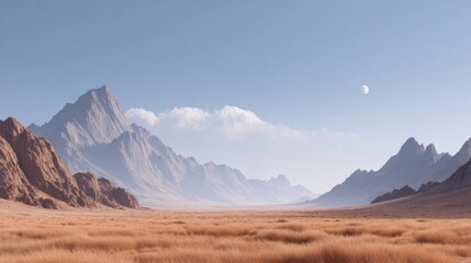 Awe-inspiring Desert landscape near mountains. Natural