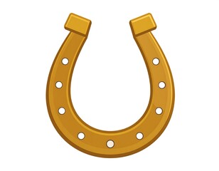 Golden horseshoe, a symbol of good luck, isolated on white background