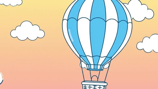 hot air balloon soaring through the sky with clouds, travel concept