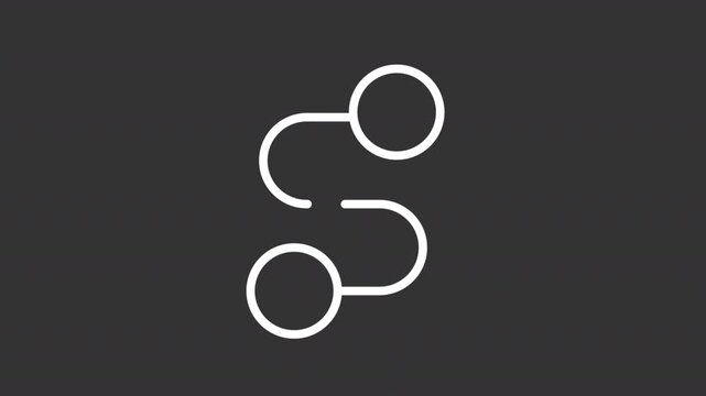 Navigation on way ui icon white line animation. Route to location creation. Map of road to travel destination. Trip plan animated user interface element on dark background. Transparent HD video