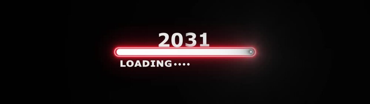 Loading new year 2029 to 2031 icon animation with dark background.Futuristic glowing new year 2029 to 2031 icon with smooth animated.