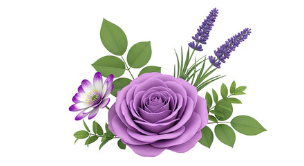Purple Rose, Lavender, and White Flower Arrangement