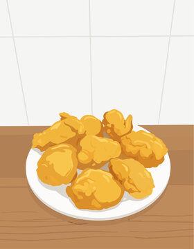 chicken karage on wood table