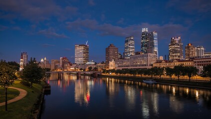 Fototapeta premium Night cityscape background
