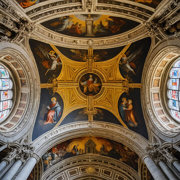 The ceiling with the murals of the abbey Saint Savin in France, a World Heritage Site