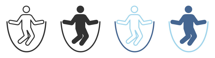 jumping, rope, skipping, fitness, exercise, sport, workout, training, cardio, icon, silhouette, vector, athlete, activity, health, endurance, motion, illustration, isolated, outline, equipment, gym © Pavlo