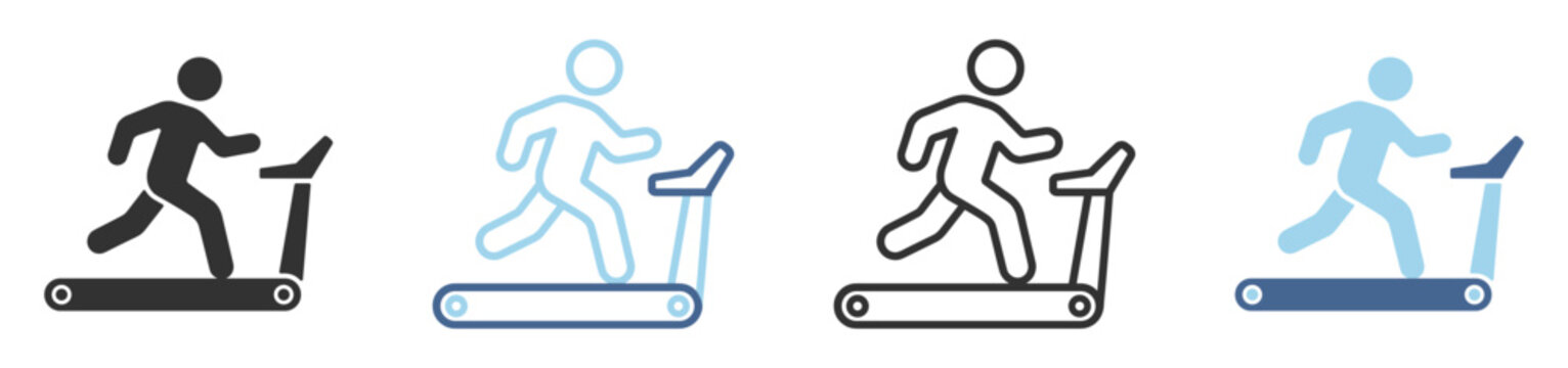 Running man on treadmill icon, gym fitness cardio workout equipment vector illustration isolated on transparent background
