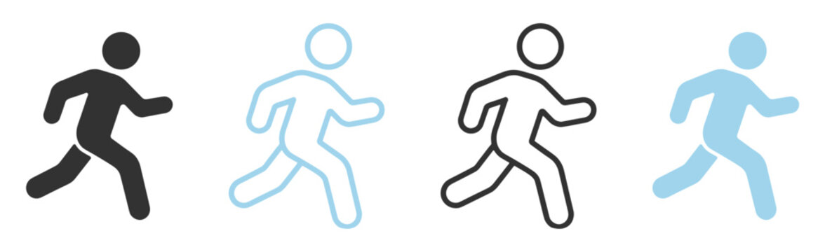 Running man icon, runner athlete jogging sport fitness symbol vector illustration isolated on transparent background
