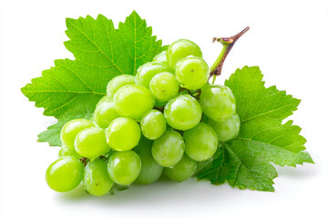 Green grape grape fruit leaf vine fresh healthy organic juicy ripe green grape fruit leaf vine fresh healthy organic juicy ripe cluster , isolated on white