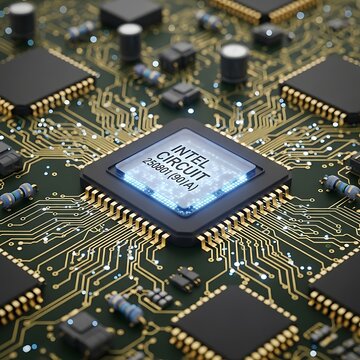 Intel Core i7 CPU on Circuit Board.