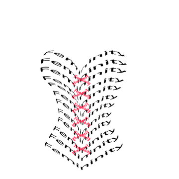 Typography Illustration of a Vintage Corset Silhouette Created with the Word Femininity