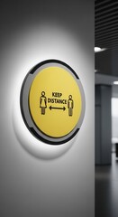 Illuminated Keep Distance Signage Displaying Social Distancing Directive for Public Areas