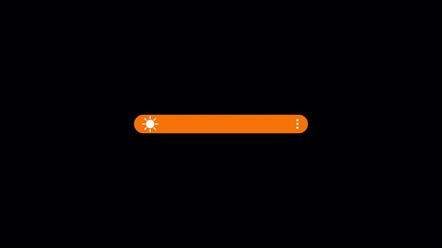Increasing brightness bar animation on transparent background, Brightness bar increasing from zero percent to hundred percent