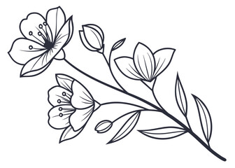 Minimalist botanical contour drawing, stylish tiny tattoo concept, elegant floral elements, scalable vector artwork