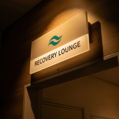 Illuminated Sign Indicating Recovery Lounge Entrance, Perfect For Relaxation and Wellness Spaces