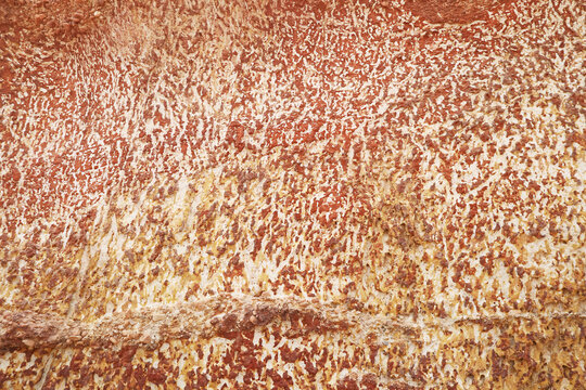 Pha Daeng Red Cliff's Artistic Texture, Part of an Area of Iron Accumulation for Millions of Years in Bang Saphan Noi, Prachuap Khiri Khan, Thailand